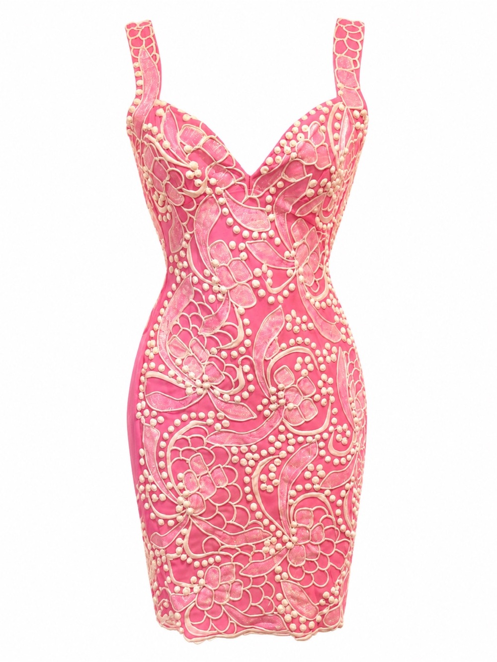 Pink Embellished Mini Bodycon Dress